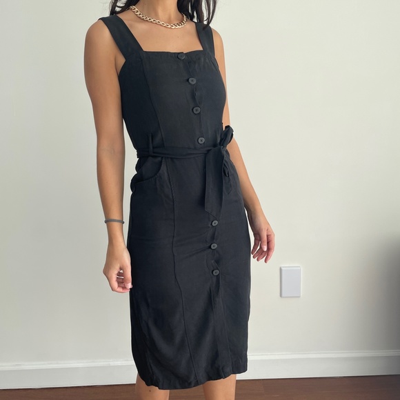 Zara Dresses & Skirts - Zara Black Lyocell Button Down Midi Dress XS